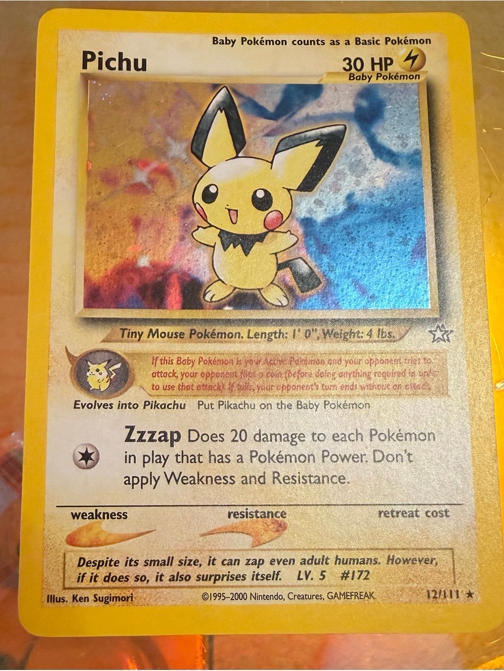Pichu Trading Card – Yellow Holographic Collectible